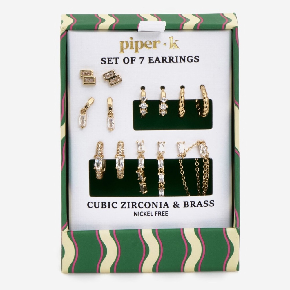 NWT ⚜️💎⚜️ Piper K Gorgeous Cubic Zirconia Brass Earring Set